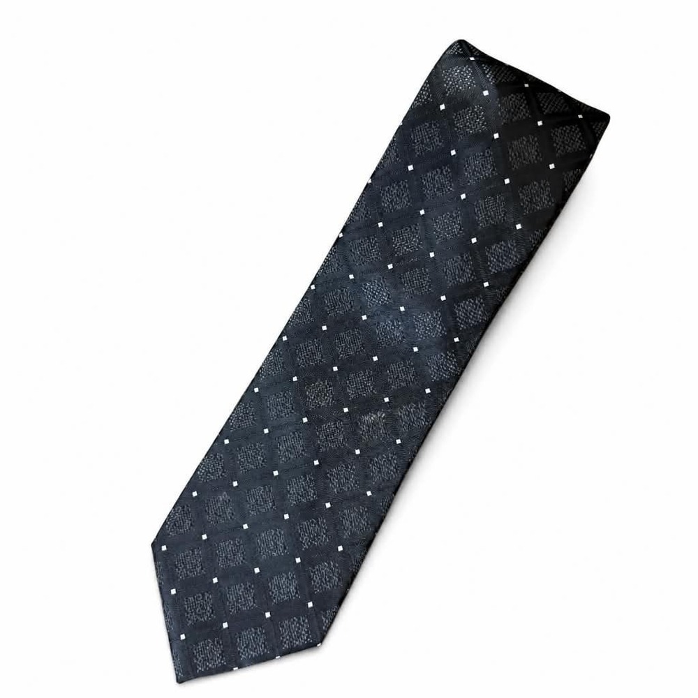 Bespoke Post Tie Mens Black Diamond Geometric Pin Dot Grid Necktie
